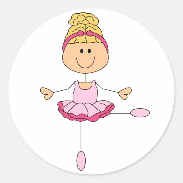 Stick Figure Ballerina Classic Round Sticker (Front)