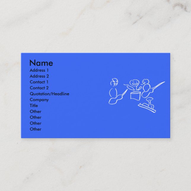 Stick figure band white outline business card (Front)