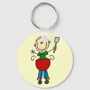 Stick Figure Barbequeing T-shirts and gifts Key Ring