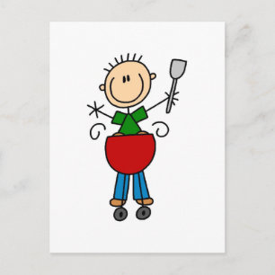Stick Figure Barbequeing T-shirts and gifts Postcard