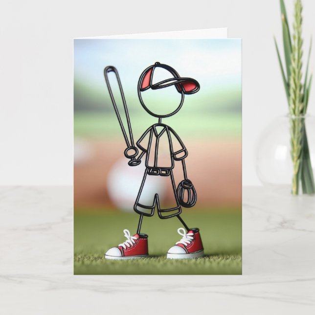 Stick Figure Baseball Player Card (Front)