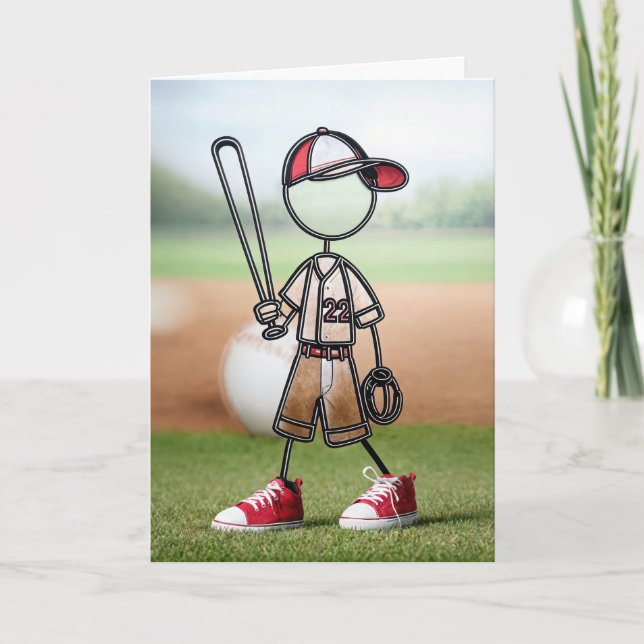 Stick Figure Baseball Player Card (Front)