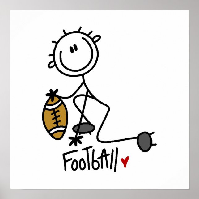 Stick Figure Basic Football T-shirts and Gifts Poster (Front)