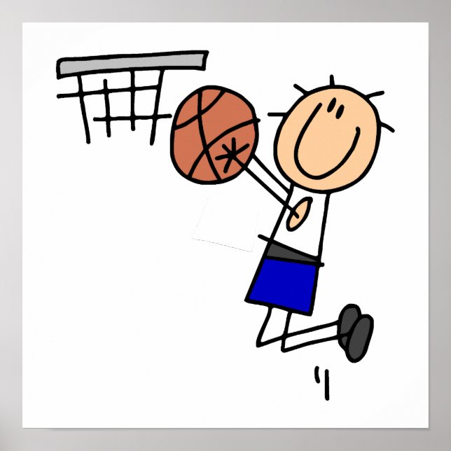 Stick Figure Basketball Sink T-shirs and Gifts Poster (Front)