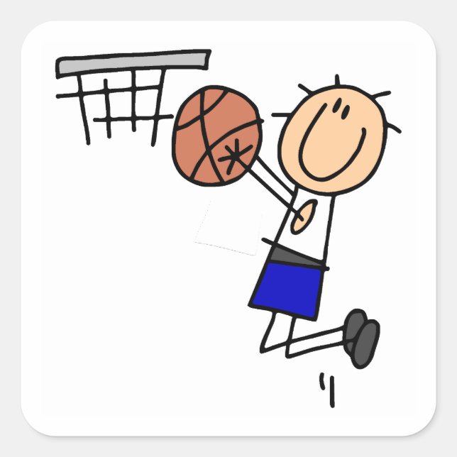 Stick Figure Basketball Sink T-shirs and Gifts Square Sticker (Front)