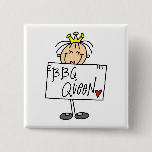 Stick Figure BBQ Queen 15 Cm Square Badge