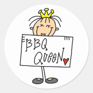 Stick Figure BBQ Queen Classic Round Sticker