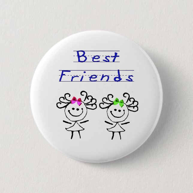 Stick figure best friends 6 cm round badge (Front)