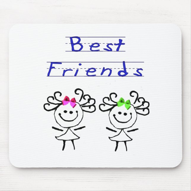 Stick figure best friends mouse pad (Front)