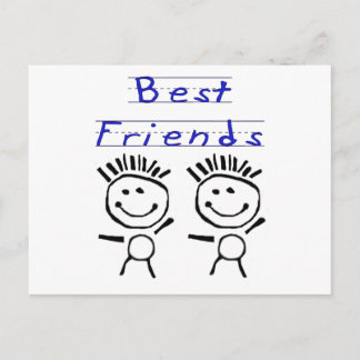 Stick Figure Best Friends Postcard