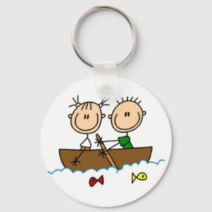 Stick Figure Boat Fishing Tshirts and Gifts Key Ring