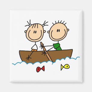 Stick Figure Boat Fishing Tshirts and Gifts Magnet