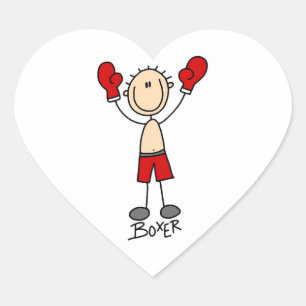Stick Figure Boxer T-shirts and Gifts Heart Sticker