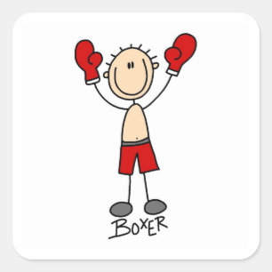 Stick Figure Boxer T-shirts and Gifts Square Sticker