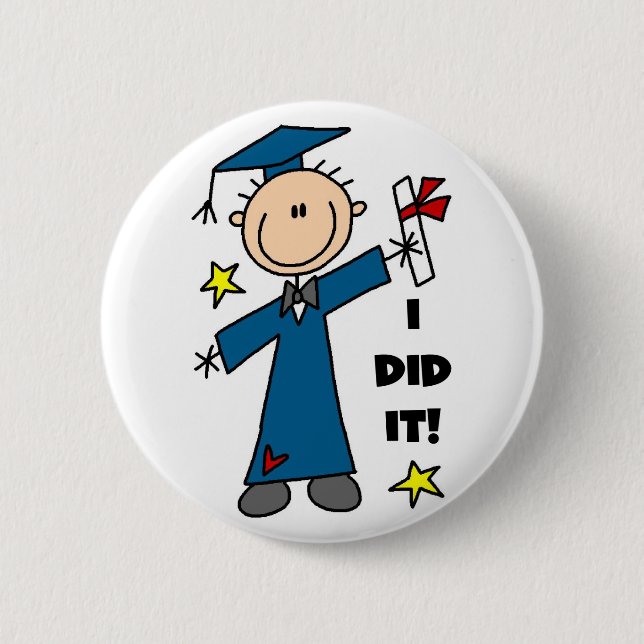 Stick Figure Boy Graduate T-shirts and Gifts 6 Cm Round Badge (Front)