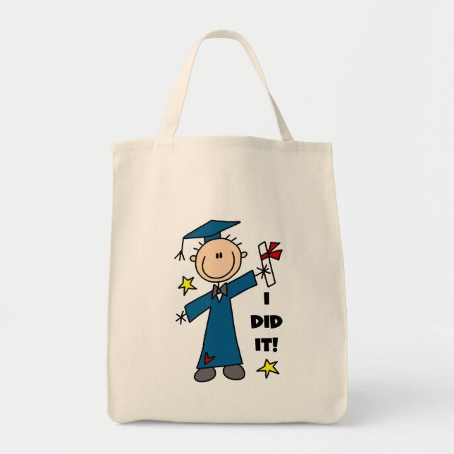 Stick Figure Boy Graduate T-shirts and Gifts Tote Bag (Front)