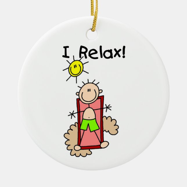 Stick Figure Boy I Relax Ceramic Tree Decoration (Front)