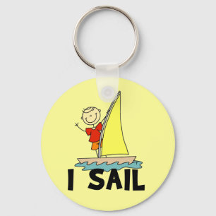 Stick Figure Boy I Sail Key Ring