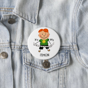 Stick Figure Boy It's My Birthday 7.5 Cm Round Badge