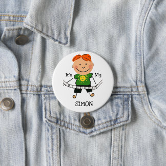 Stick Figure Boy It's My Birthday 7.5 Cm Round Badge