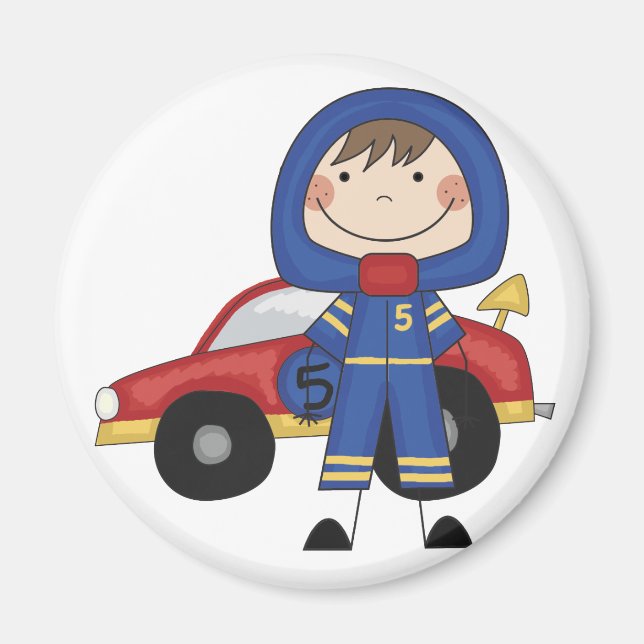 Stick Figure Boy Race Car Driver Tshirts Magnet (Front)