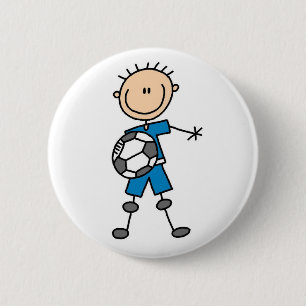 Stick Figure Boy Soccer Button