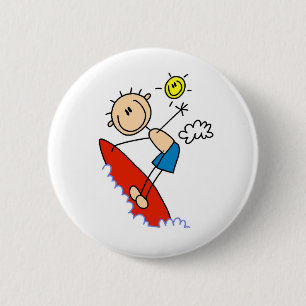 Stick Figure Boy Surfing Buttons