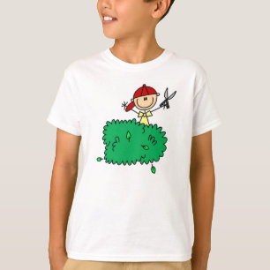 Stick Figure Boy Trimming Shrubs T-Shirt