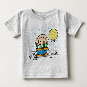 Stick Figure Boy With Birthday Cake Gifts Baby T-Shirt