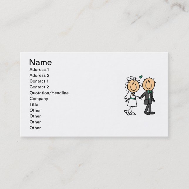 Stick Figure Bride and Groom T-shirts and Gifts Business Card (Front)