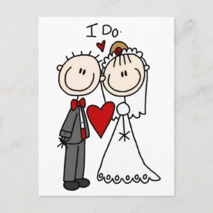 Stick Figure Bride & Groom Wedding Save the Date Postcard