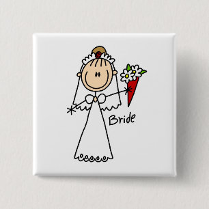 Stick Figure Bride T shirts and Gifts 15 Cm Square Badge