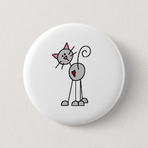 Stick Figure Cat Button