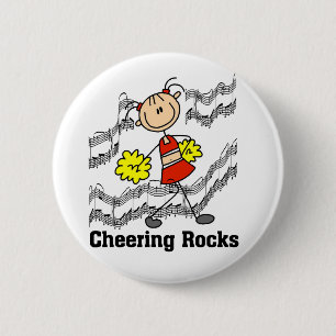 Stick Figure Cheering Rocks T-shirts and Gifts 6 Cm Round Badge