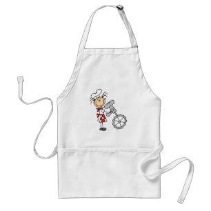 Stick Figure Chef Using Mixer Apron