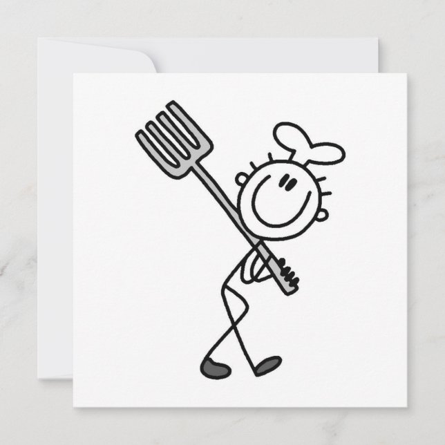 Stick Figure Chef With Fork (Front)