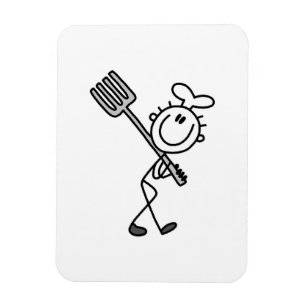 Stick Figure Chef With Fork Magnet