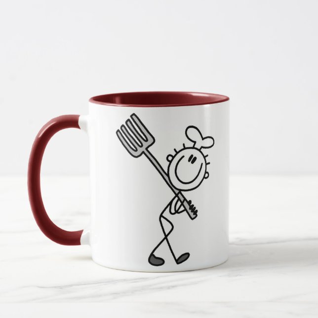 Stick Figure Chef with Fork Mug (Left)