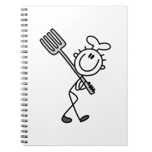 Stick Figure Chef With Fork Notebook