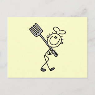 Stick Figure Chef With Fork Postcard