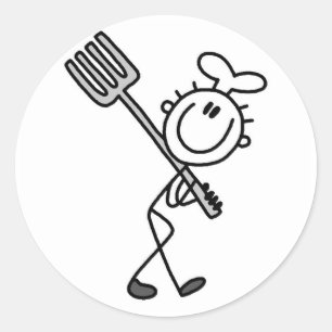 Stick Figure Chef with Fork Tshirts and Gifts Classic Round Sticker