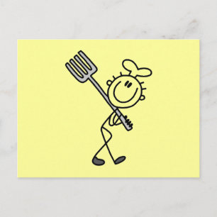 Stick Figure Chef with Fork Tshirts and Gifts Postcard