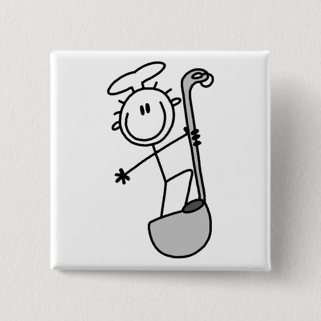 Stick Figure Chef with Ladle 15 Cm Square Badge (Front)
