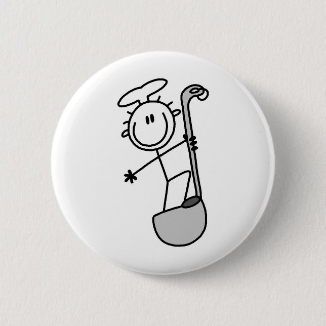 Stick Figure Chef with Ladle 6 Cm Round Badge (Front)