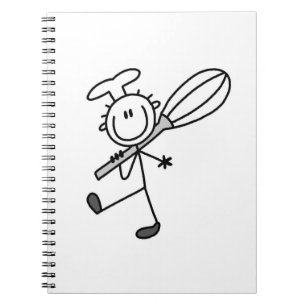 Stick Figure Chef With Whisk Spiral Notebook