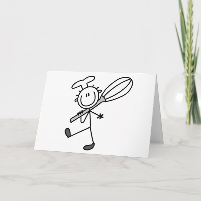 Stick Figure Chef with Whisk Tshirts Card (Front)