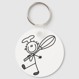 Stick Figure Chef with Whisk Tshirts Key Ring
