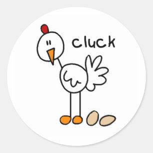 Stick Figure Chicken T-shirts and Gifts Classic Round Sticker