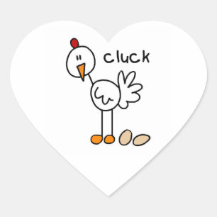 Stick Figure Chicken T-shirts and Gifts Heart Sticker