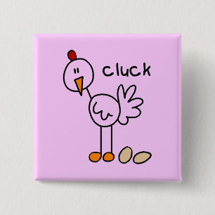 Stick Figure Chicken Tshirts and Gifts 15 Cm Square Badge